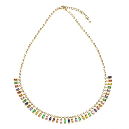 women's statement necklaces-14K Yellow Gold Multi-Sapphire Gemstone Necklace