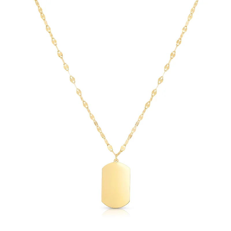 women's moonstone necklaces-14k Yellow Engraveable Dog Tag Necklace