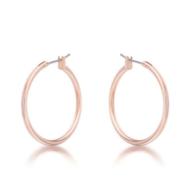 women's Swarovski earrings-Glem Small Rose Gold Hoop Earrings | 32mm