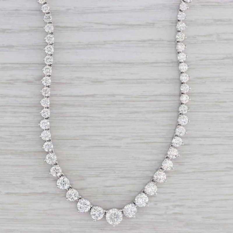 women's engraved necklaces-12.70ctw Graduated Diamond Tennis Necklace 14k White Gold 17"