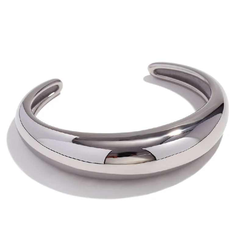 Classic Cast Smooth Open Bracelet - Steel Color