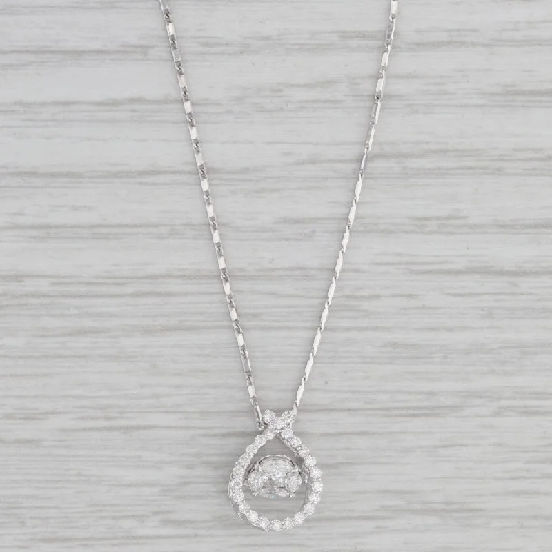 women's gold necklaces-0.47ctw Floating Diamond Teardrop Pendant Necklace 14k White Gold 18" Chain