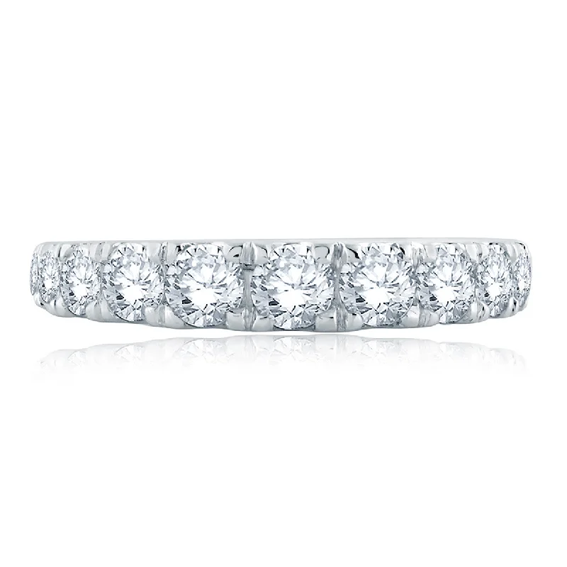 women's diamond wedding and engagement rings-A. Jaffe Large Melee Graduating Half Circle Diamond Wedding Band MRS870/117