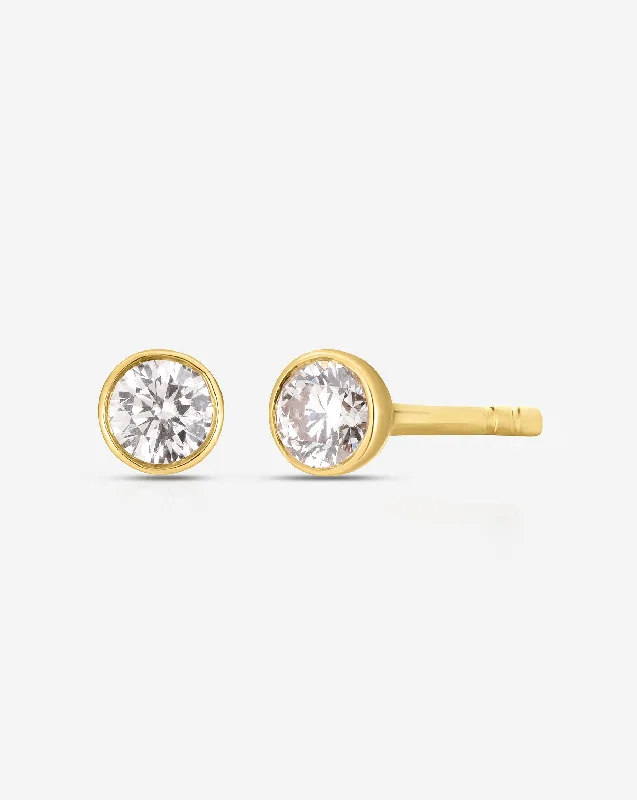 women's lotus earrings-Bezel-Set Petite Diamond Studs