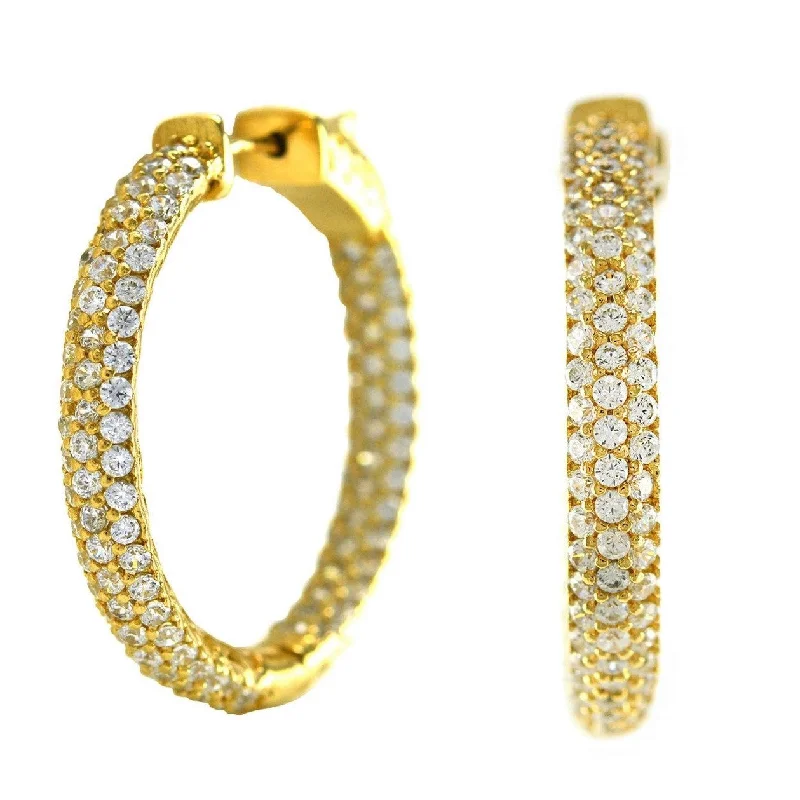 women's matching earring sets-Heija CZ Inside Out Hoop Earrings | 18k Gold | 30mm