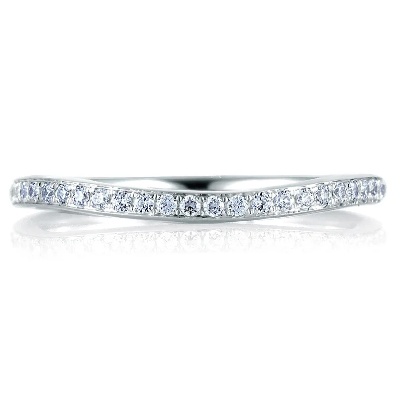 women's contemporary diamond engagement rings-A. Jaffe Curved Pave Signature Diamond Wedding Band MRS332/19