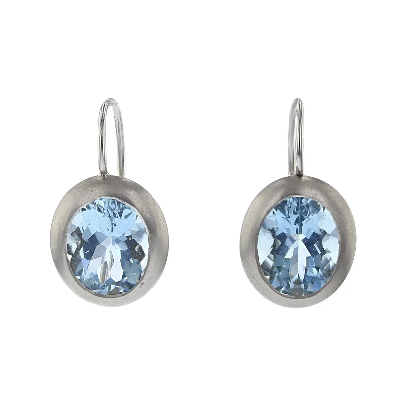 women's birthstone earrings-Aquamarine Dore Drop Earrings