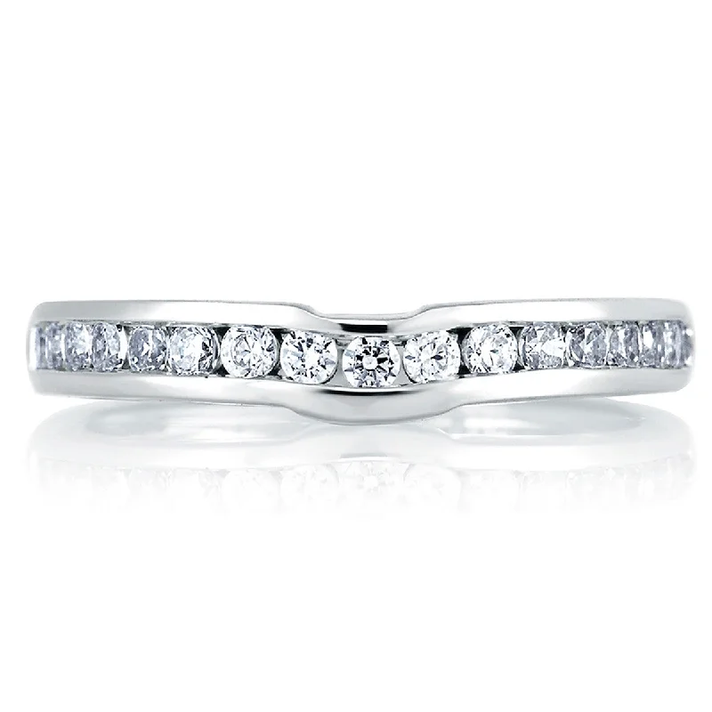 women's affordable engagement rings-A. Jaffe Sparkling Contour Channel Set Diamond Wedding Band MRS228/43