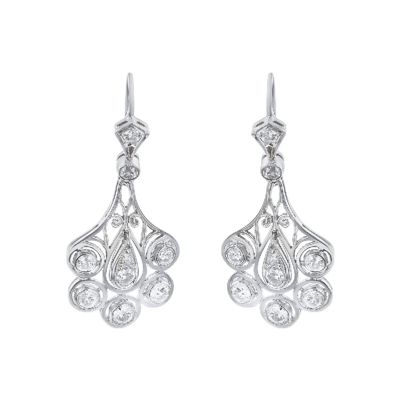 women's sterling silver dangly earrings-Art Deco Platinum 2.00-Carat Diamond Drop Earrings