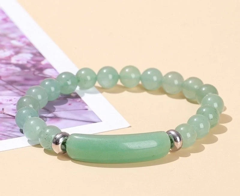 Natural Green Aventurine Bridge Bracelet|8mm Long Tube 10 * 39mm