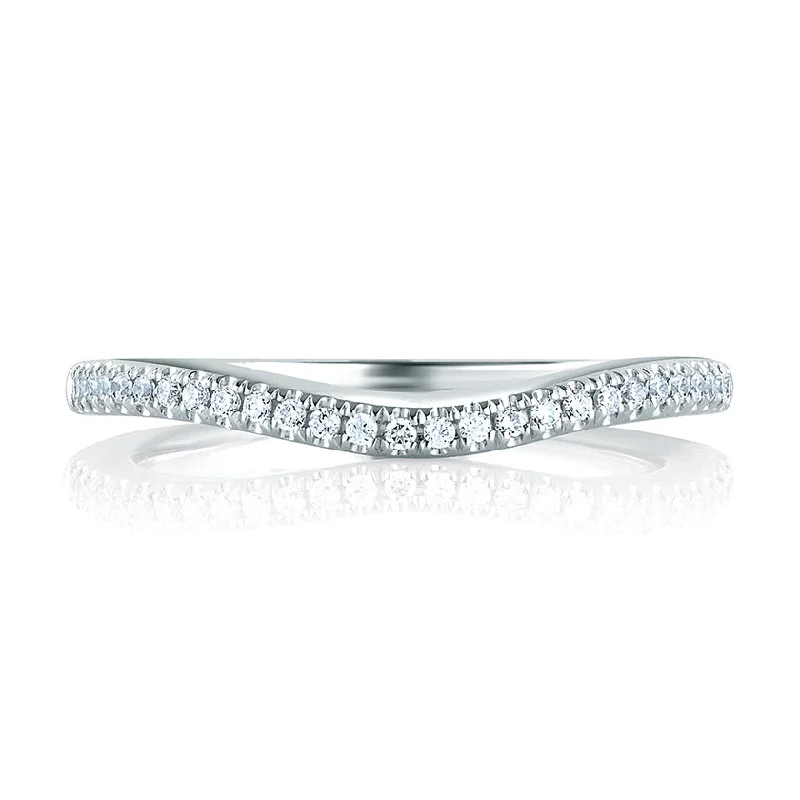 women's modern engagement rings-A.Jaffe Delicate Pavé Contoured Diamond Wedding Band MR1556/15