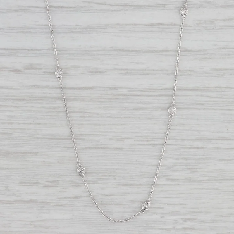 women's choker necklaces-New 0.25ctw Diamonds By The Yard Station Necklace 14k White Gold Adjustable