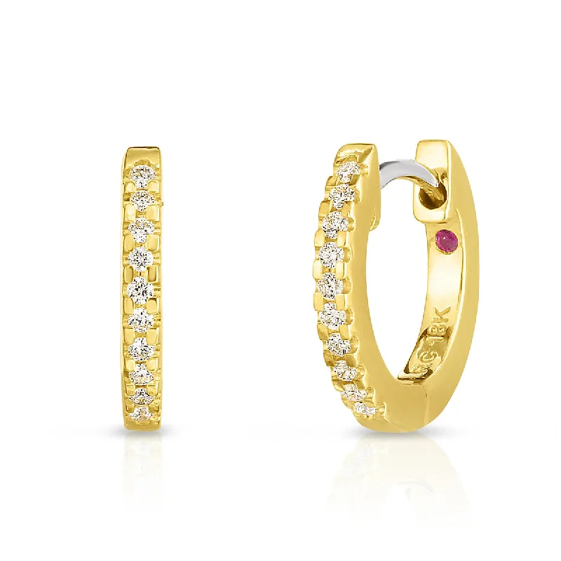 women's small hoop earrings-18K Yellow Gold Extra-Small Diamond Hoop Earrings