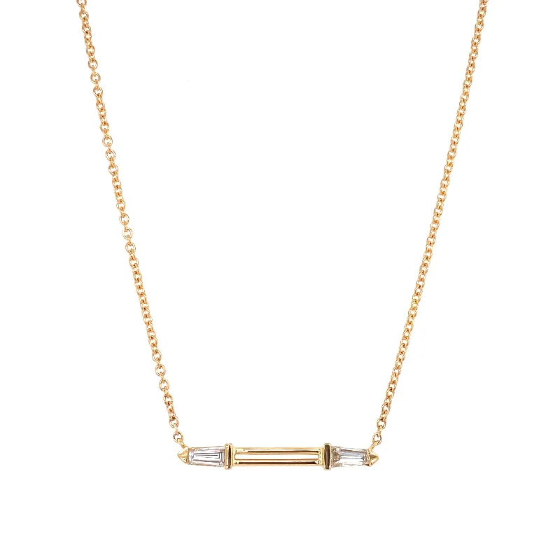 women's delicate necklaces-18K Yellow Gold Diamond Bar Necklace