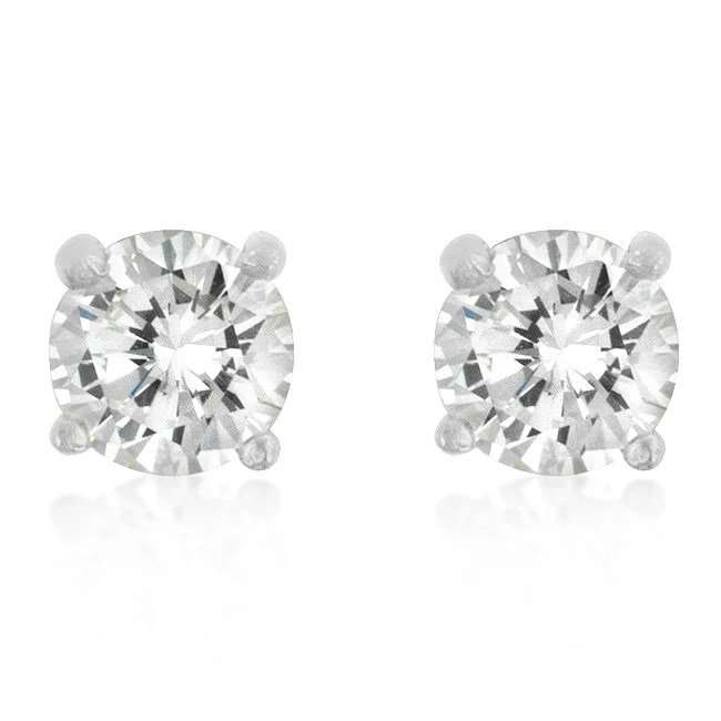 women's bohemian earrings-Christa Round Cut Stud Earrings – 5mm  | 1ct | Sterling Silver