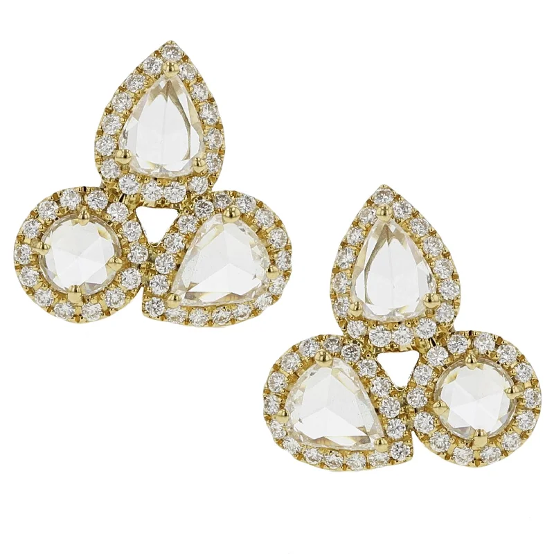 women's drop earrings-18K Yellow Gold Diamond Earrings