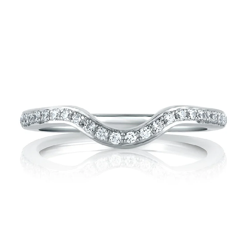 women's halo diamond engagement rings-A.Jaffe Signature Classic Contoured Pave Diamond Wedding Band MRS436/22