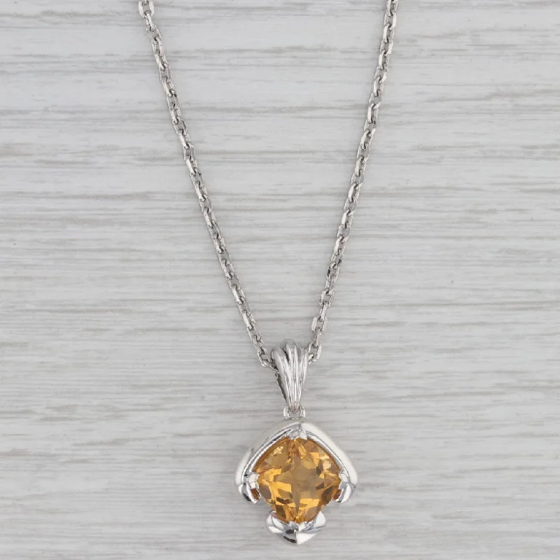 women's layered gold necklaces-4.05ct Citrine Solitaire Pendant Necklace Sterling Silver 20" Cable Chain