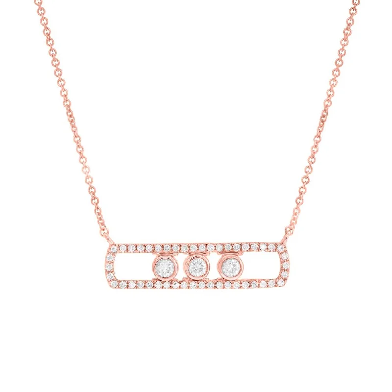 women's floral pendant necklaces-14K Rose Gold Diamond Slider Bar Necklace