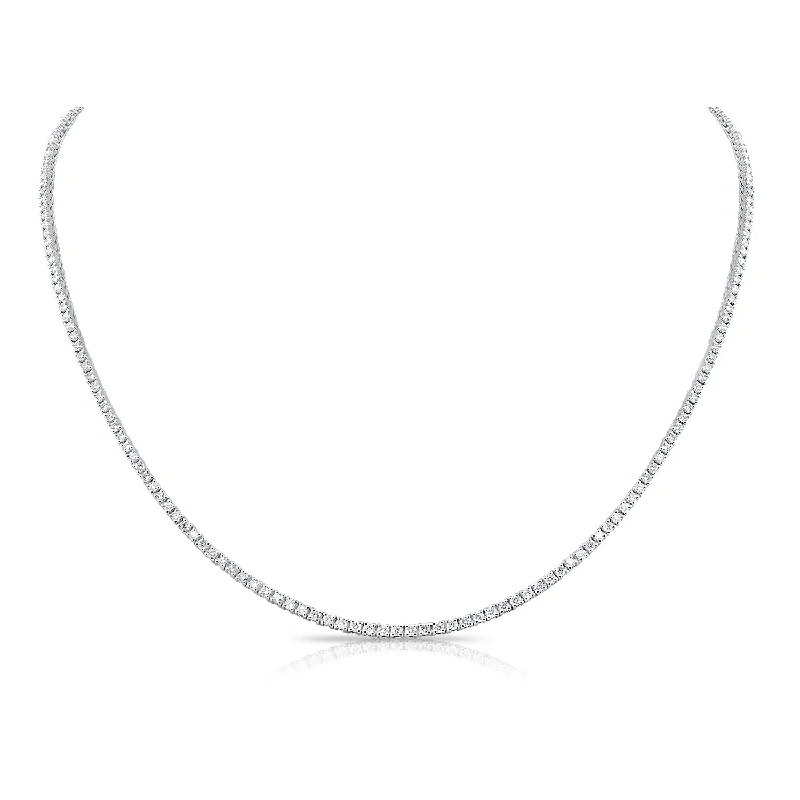 women's fashion necklaces-14K White Gold Diamond Tennis Necklace