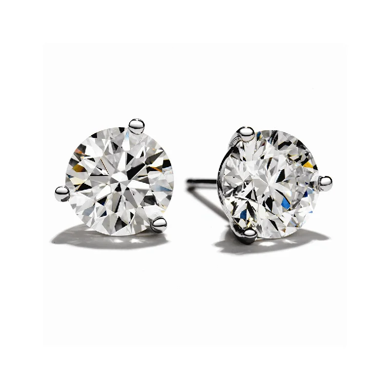 women's casual earrings-3 Prong Diamond Stud Earrings