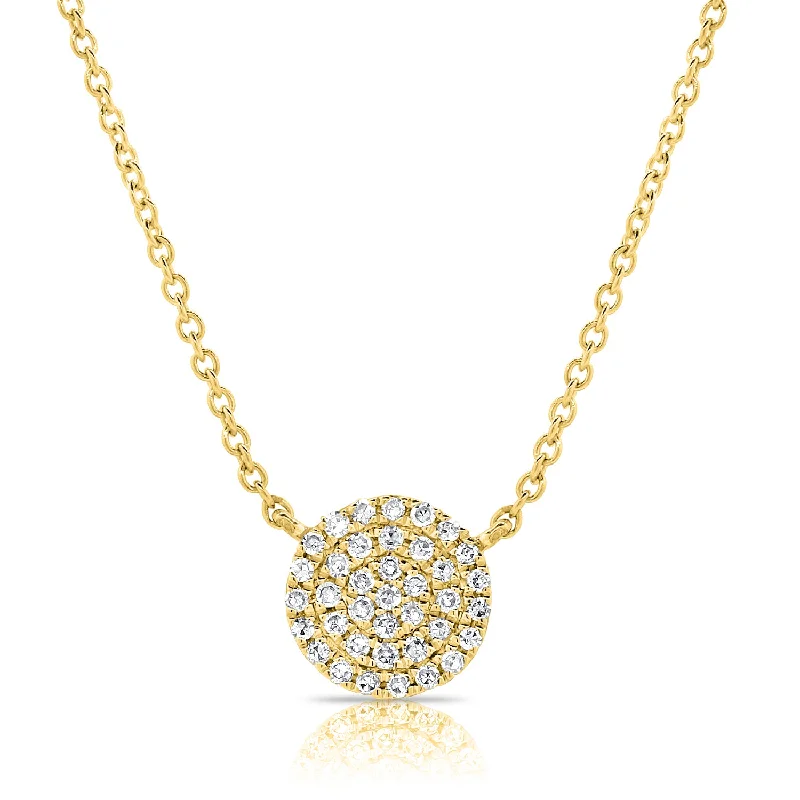 women's delicate necklaces-14K Yellow Gold Diamond Disc Medium Necklace