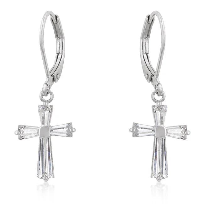 women's animal earrings-Perry CZ Cross Drop Earrings | 1.5ct