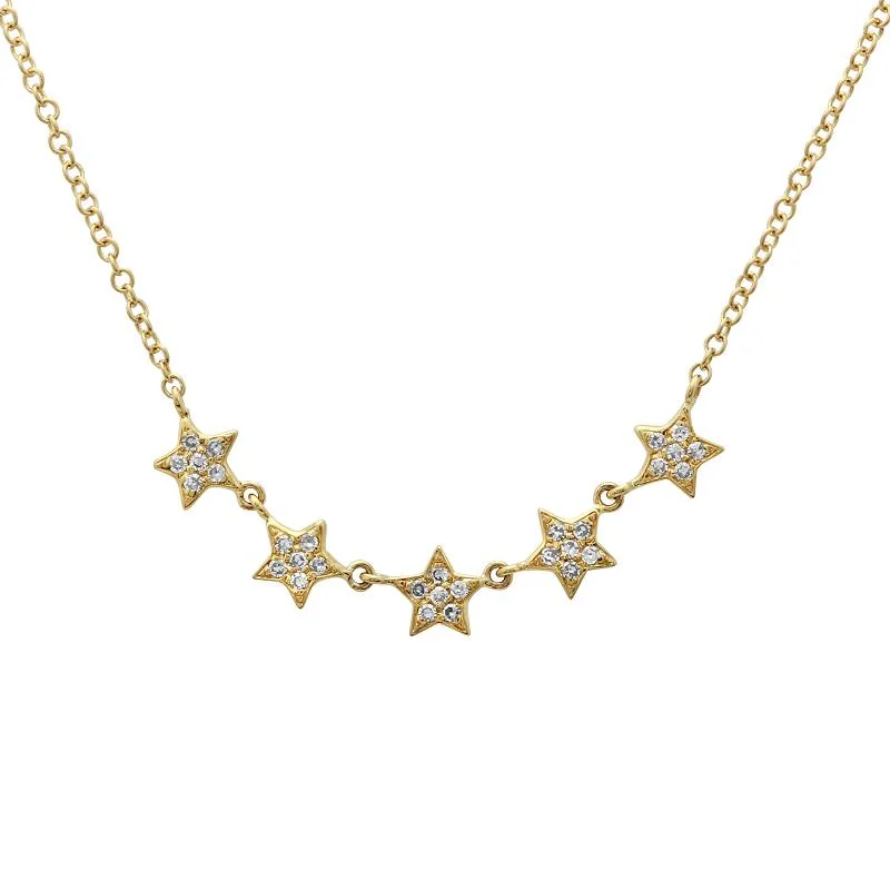 women's butterfly necklaces-14k Yellow Gold Mini Stars Necklace