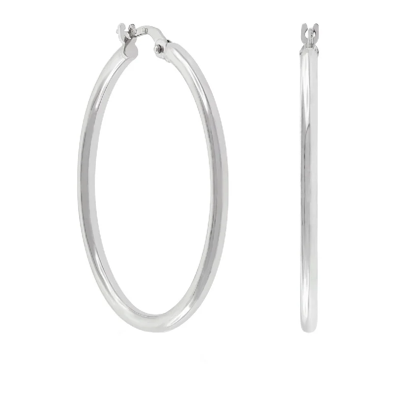 women's statement chandelier earrings-18K White Gold Medium Hoop Earrings