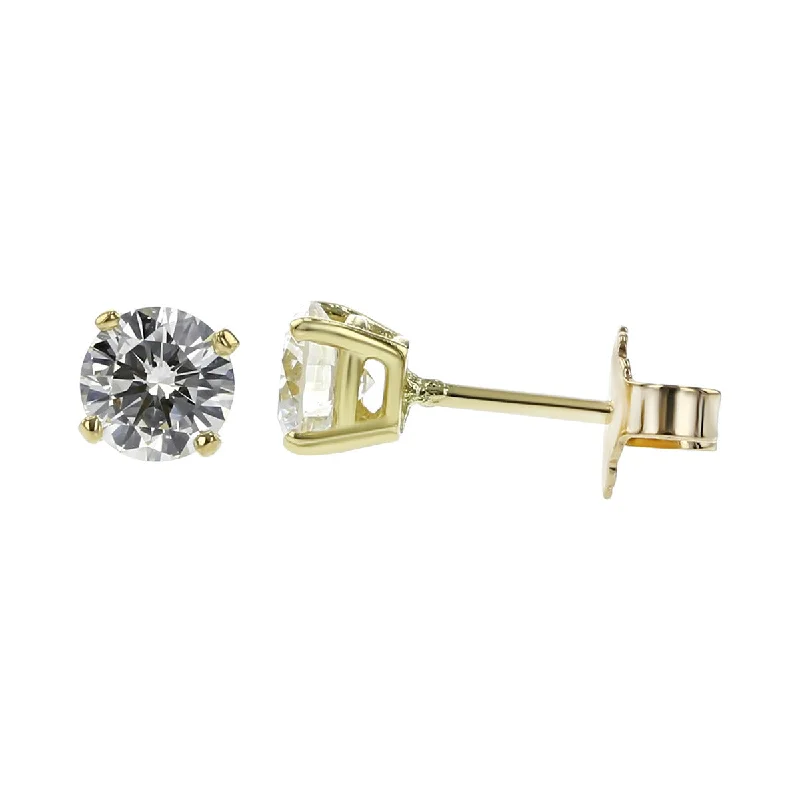 women's gemstone stud earrings-18K Yellow Gold Diamond Stud Earrings