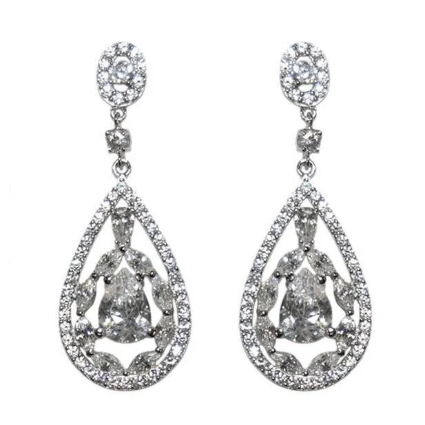 women's silver drop earrings-Tamara Cluster Dangle Earrings | 46mm