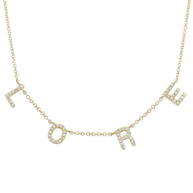 women's nature-inspired necklaces-14K Yellow Gold Diamond Personalized Necklace