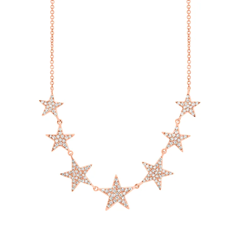 women's birthstone necklaces for women-14K Rose Gold Diamond (7) Star Necklace