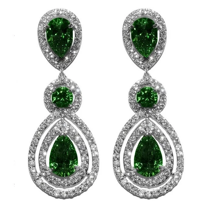 women's black diamond earrings-Louisa Emerald Chandelier Earrings