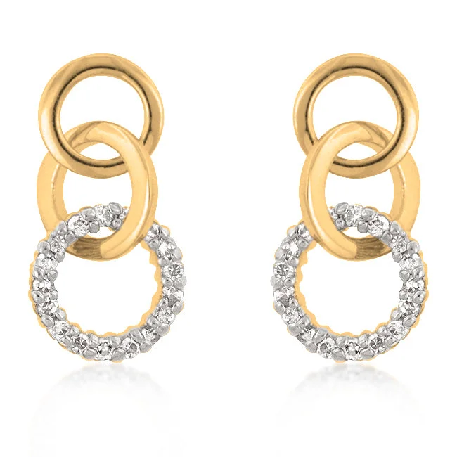 women's chandelier earrings-Leola Gold Triplet Circle CZ Earrings | 0.5ct