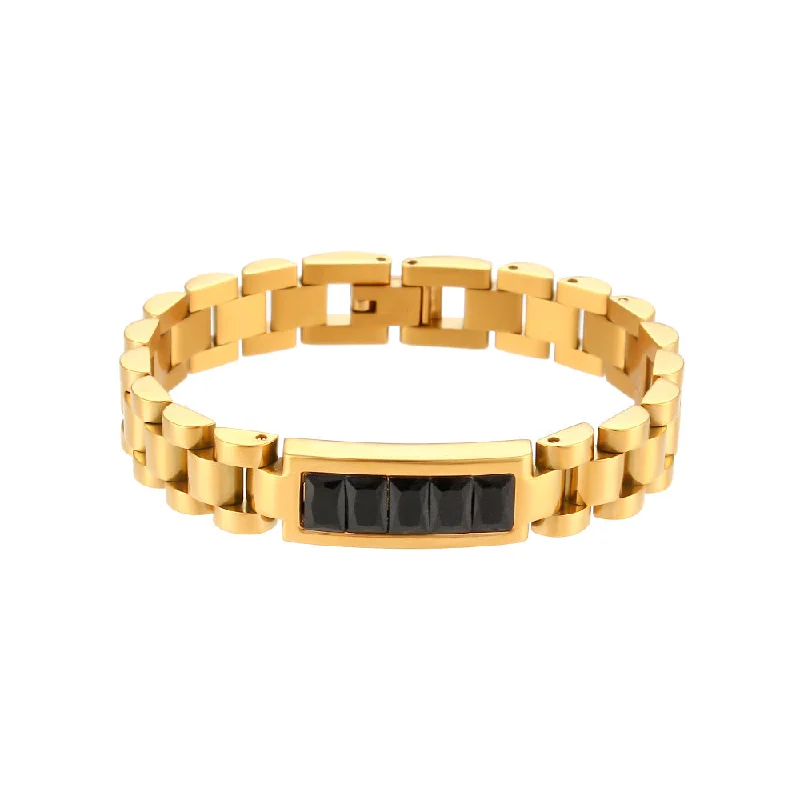 Watch Band Chain Bracelet - Zircon Black