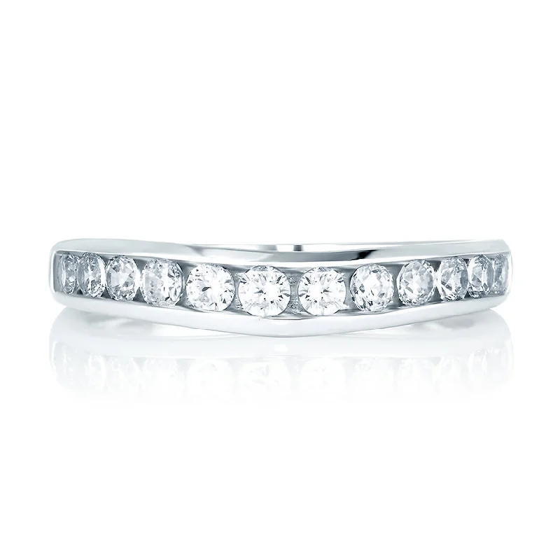 women's minimalist engagement rings-A.Jaffe Signature Contoured Channel Set Diamond Wedding Band MRS032/48