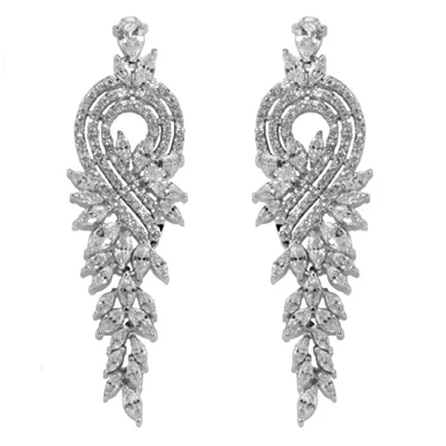 women's statement gemstone earrings-Delphina Marquise Chandelier Earrings | 59mm