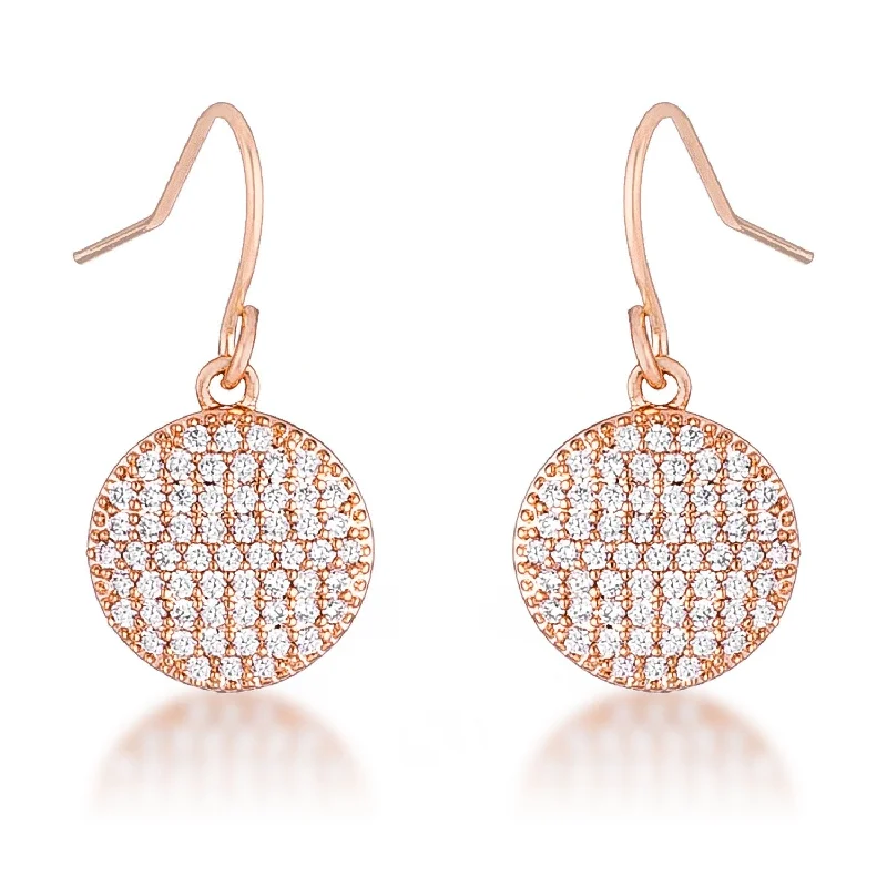 women's lotus earrings-Olva CZ Disk Rose Gold Earrings | 0.6ct