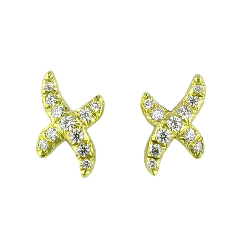 women's infinity earrings-18K Yellow Gold Diamond X Stud Earrings