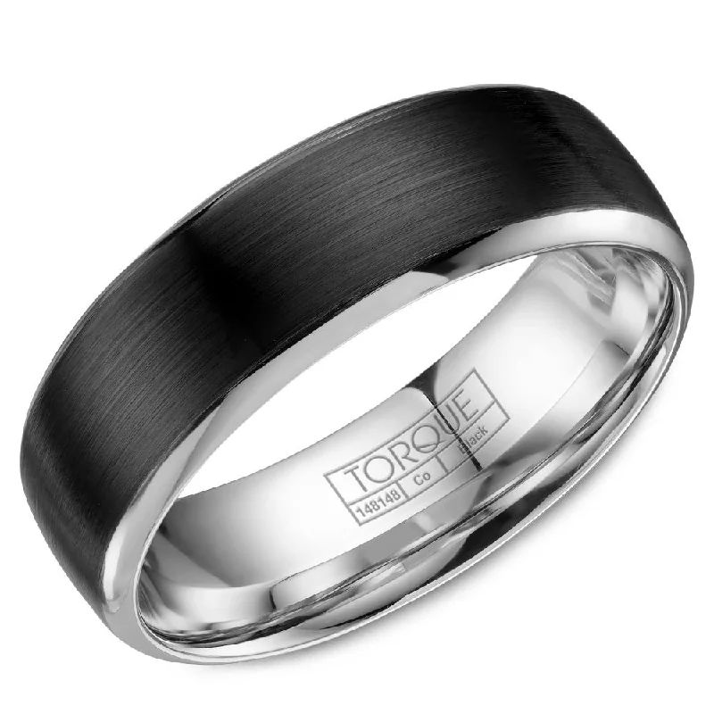 women's ethically sourced engagement rings-Torque Black Cobalt Collection 7MM Wedding Band with Brushed Finish CBB-7001