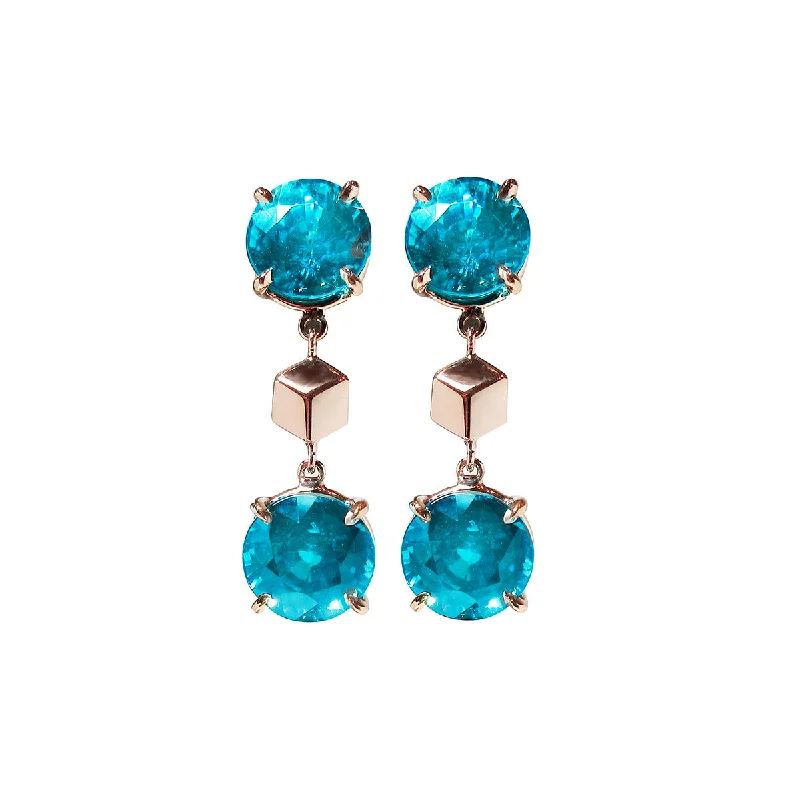 women's black diamond earrings-Blue Zircon Brillante Drop Earrings