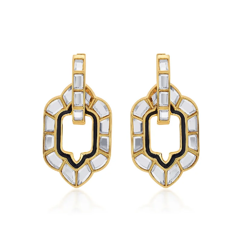 women's minimalistic earrings-Amina Mirror Short Earrings