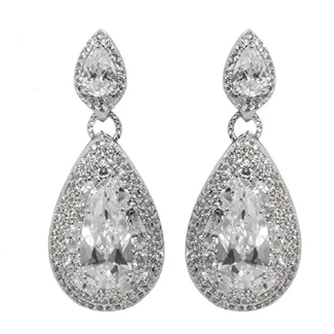 women's long drop earrings-Bridged Pear Chandelier Earrings | 48mm