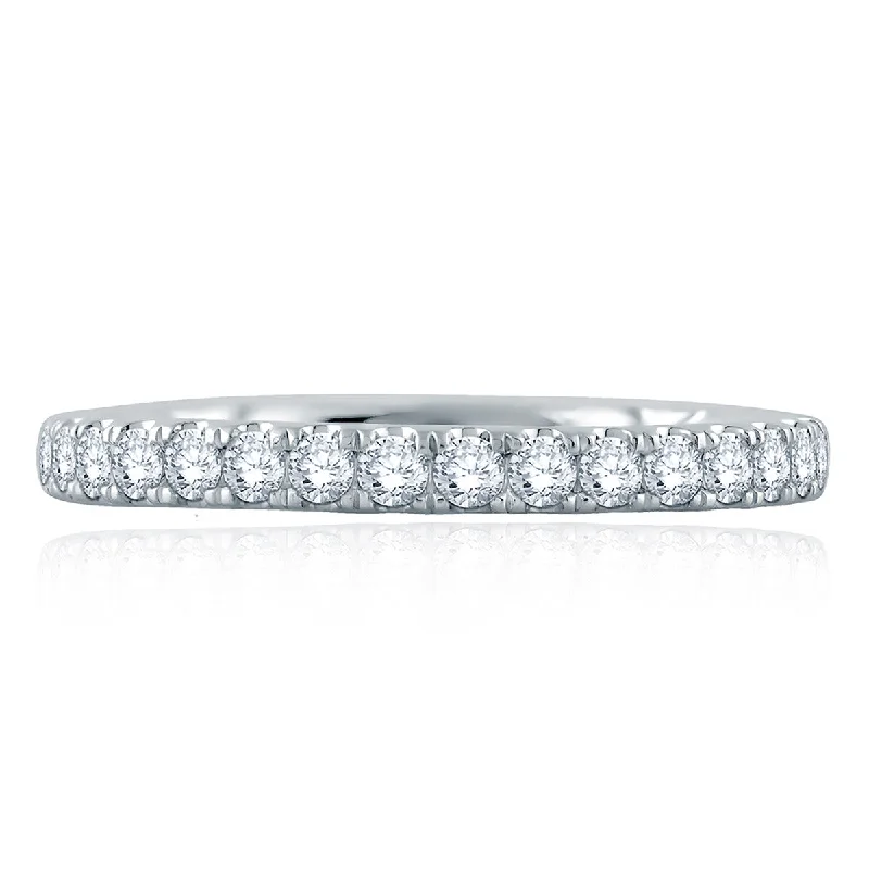 women's cushion-cut halo engagement rings-A. Jaffe French Pave Quilted Diamond Wedding Band MR2166Q/40