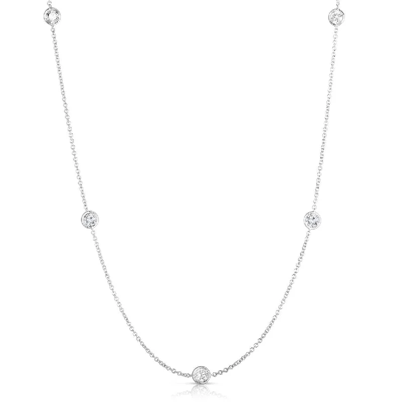 women's silver infinity necklaces-14K White Gold Diamond by The Yard Necklace