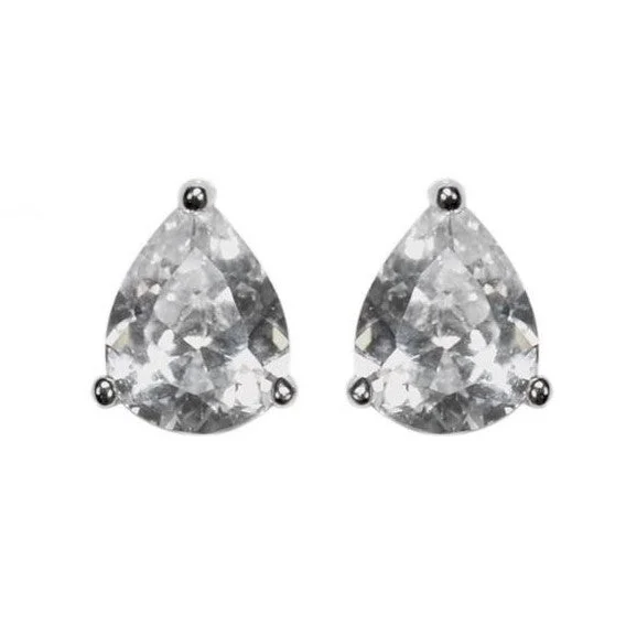 women's mixed metal earrings-Kanisha Pear CZ Stud Earrings – 8mm | 1.25ct