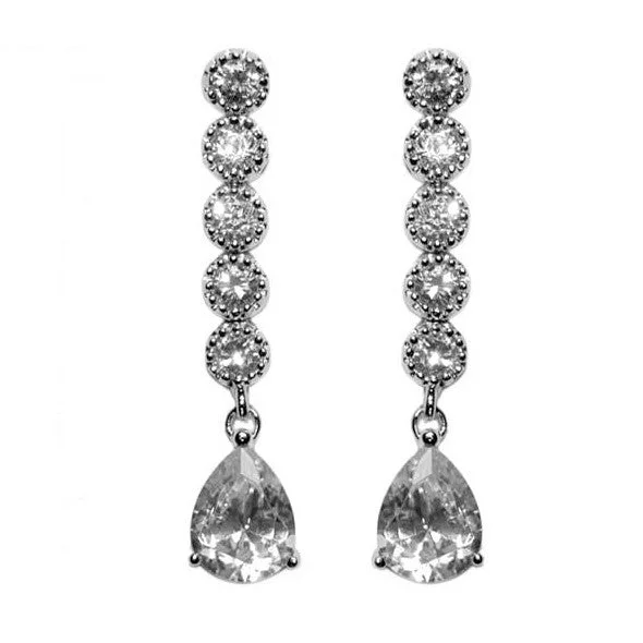 women's statement gemstone earrings-Paige Pear Drop Linear Earrings | 2.5ct