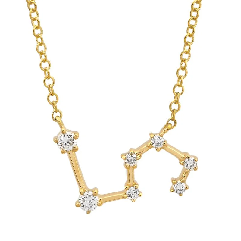 women's cubic zirconia necklaces-14k Yellow Gold Diamond Leo Constellation Necklace