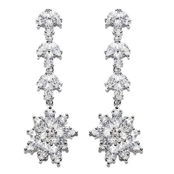 women's gold diamond earrings-Kesi Marquise Dangle Chandelier Earrings